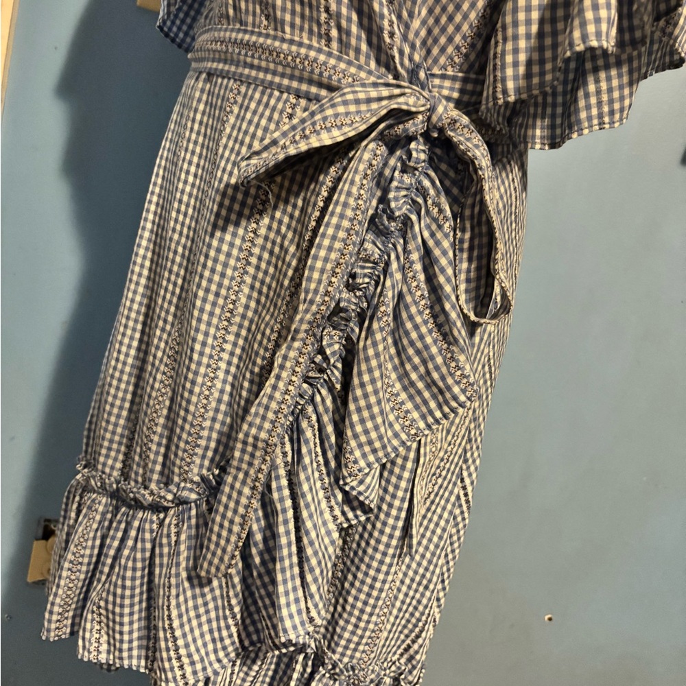 Max Studio, Blue, Ruffle, Wrap Dress - Picture 5 of 9